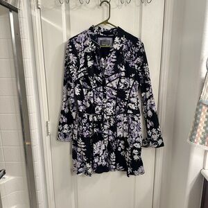 Anthropologie Black and Purple Floral Blouse